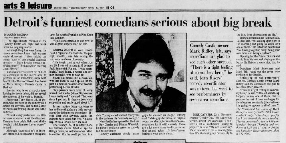 Northwood Inn - March 1987 On Mark Ridleys Comedy Castle